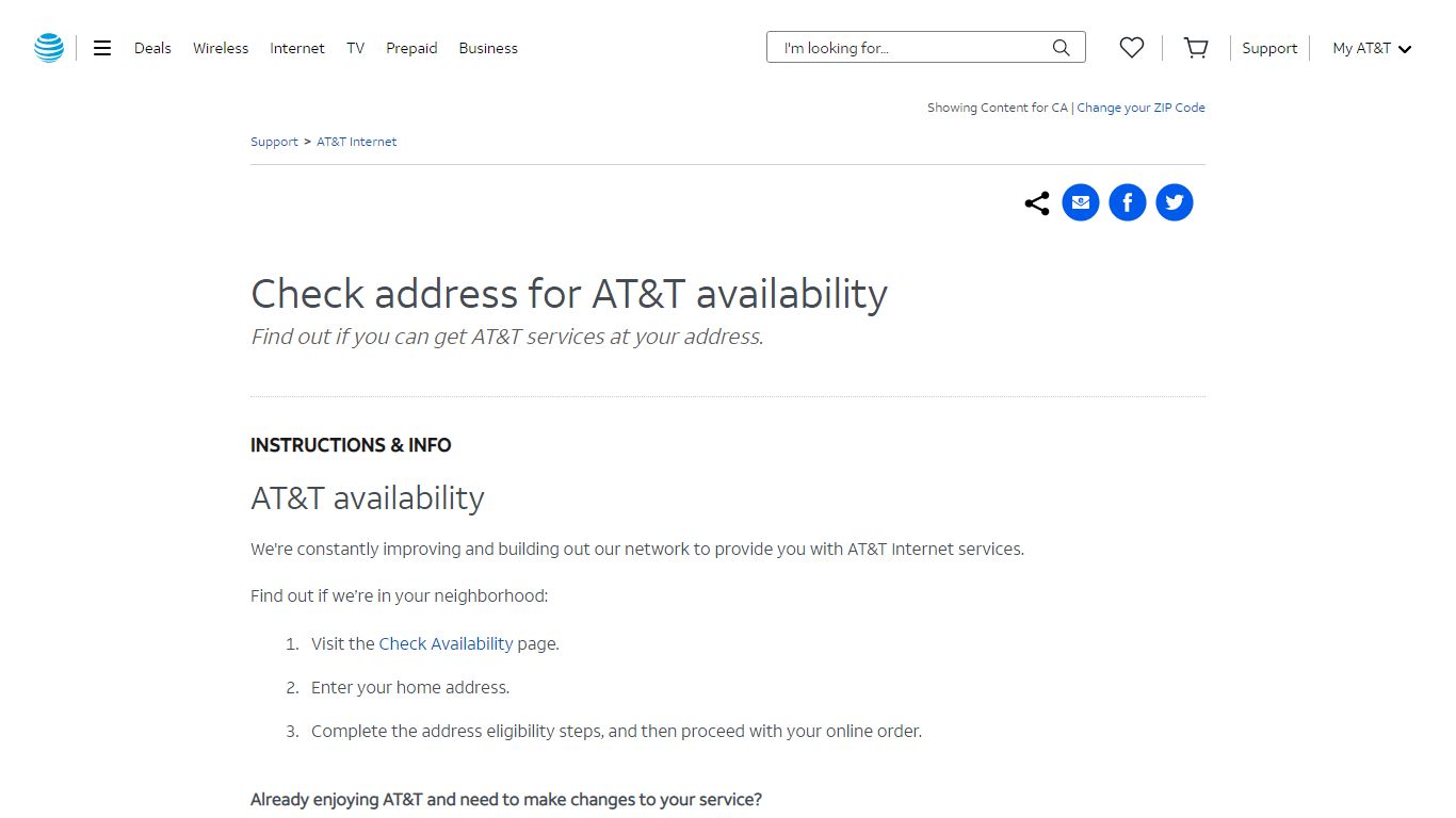 Check Address for AT&T Availability